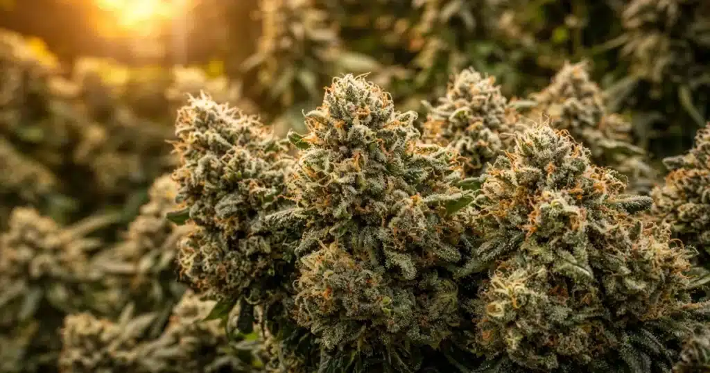 Dense cannabis buds in late flower