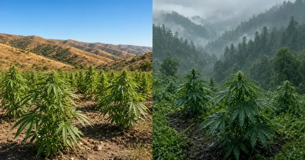 Outdoor cannabis growing in hot dry and humid climates