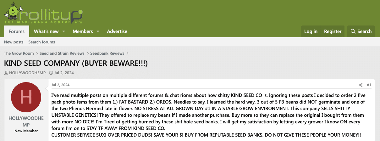 Unfair Review from Hollywood Hemp on Rollitup