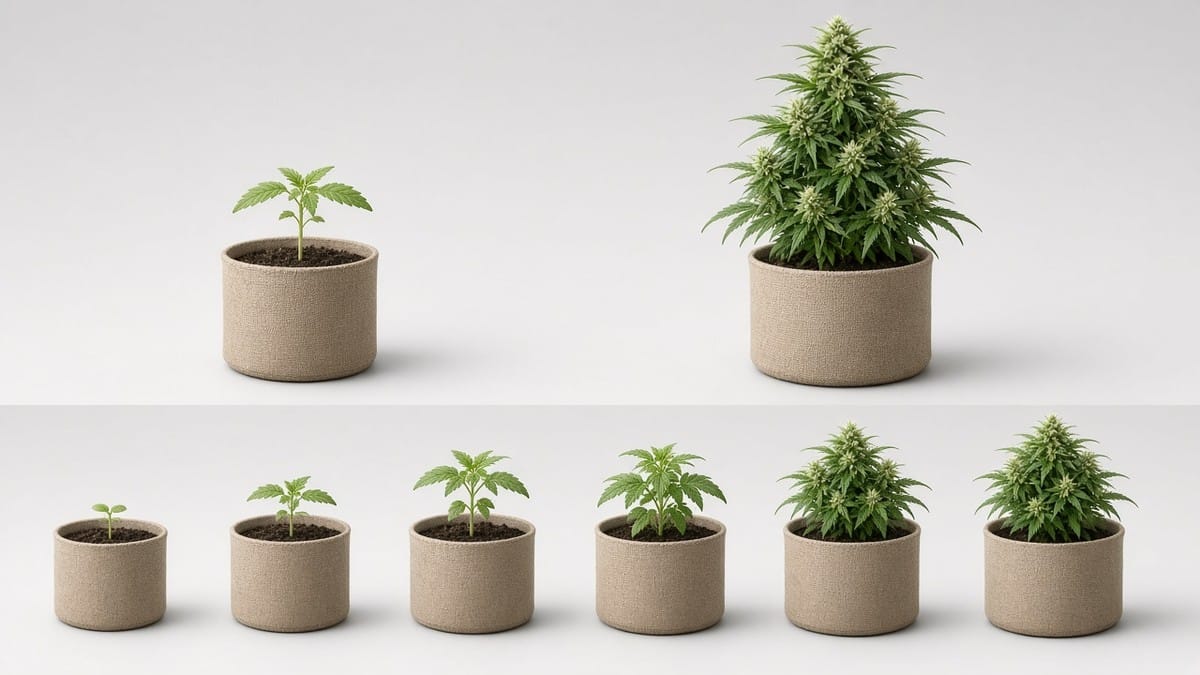 Autoflower growth stages from seedling to flower.