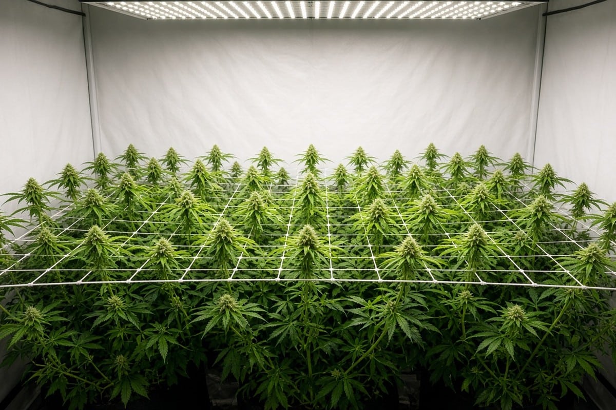 SCROG net over a small canopy
