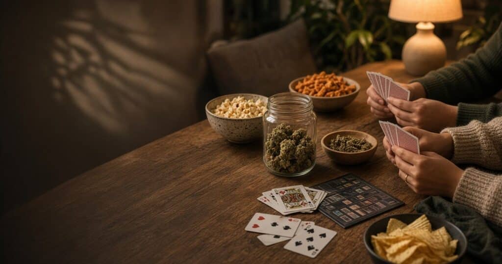 Friends cannabis game night table aesthetic