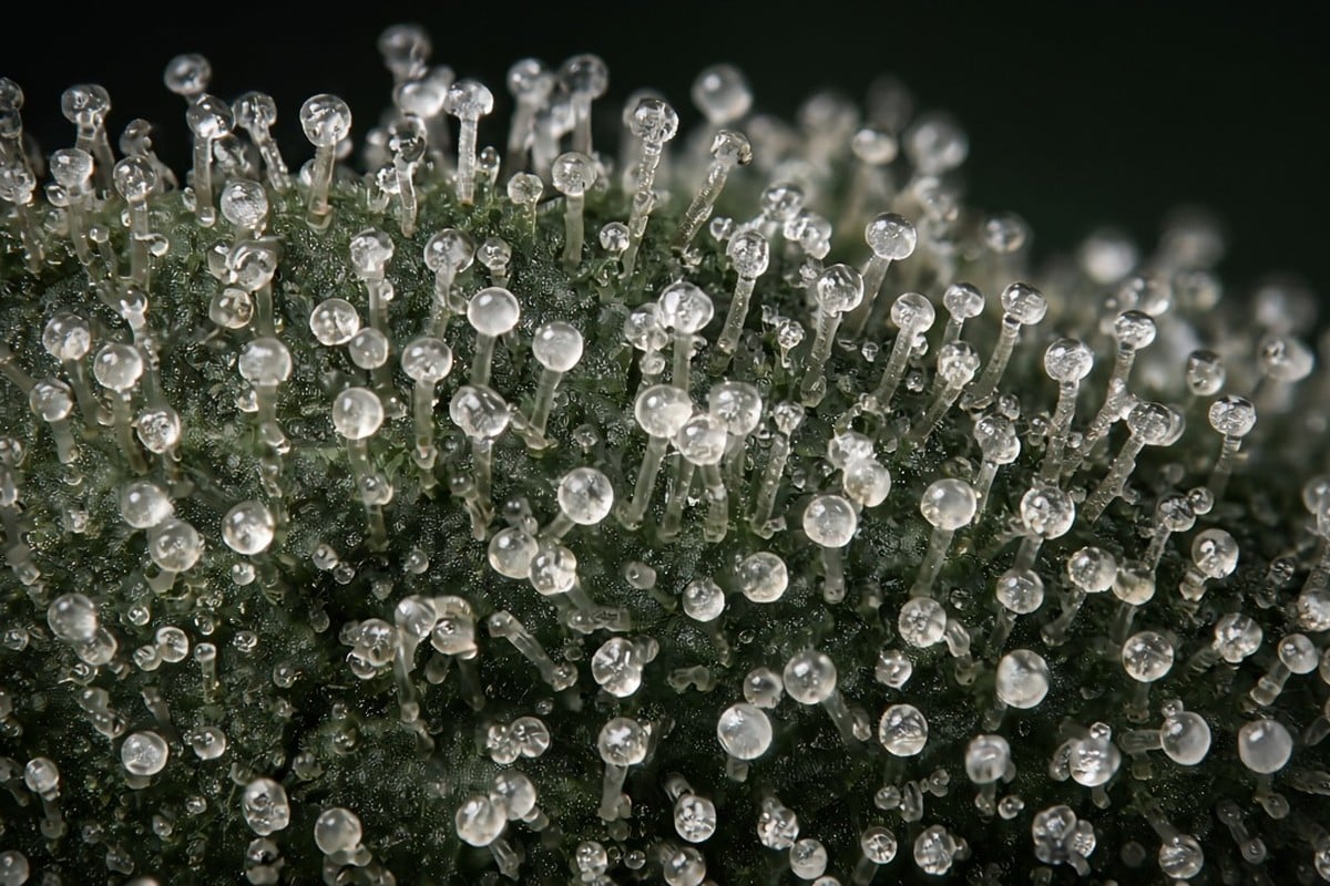 Macro of cannabis trichomes