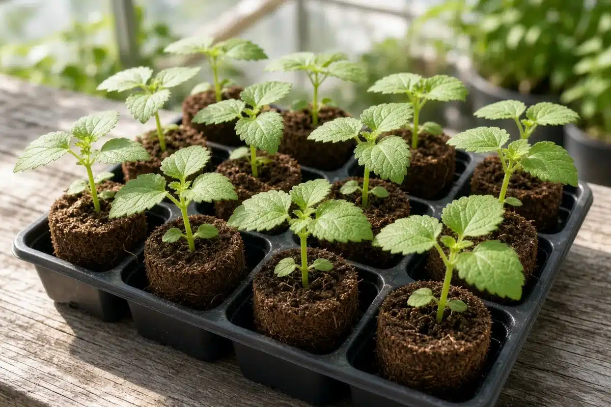 Anise hyssop seedlings in plugs