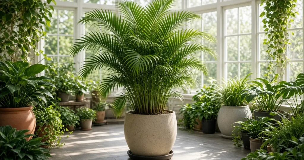 Areca palm in a bright room