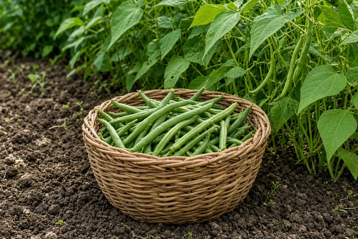 Basket of fresh green beans