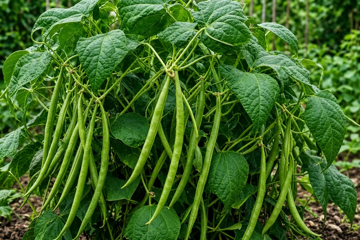 Bean plants with pods