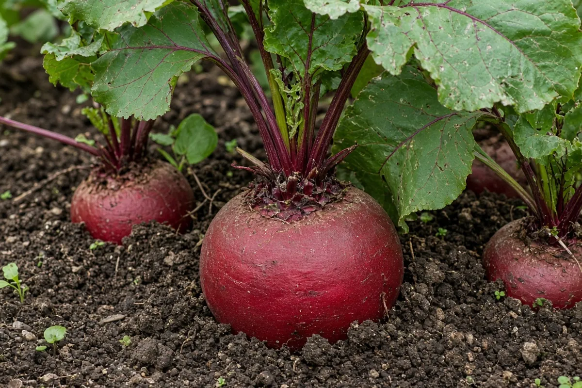 Beet shoulders showing above soil