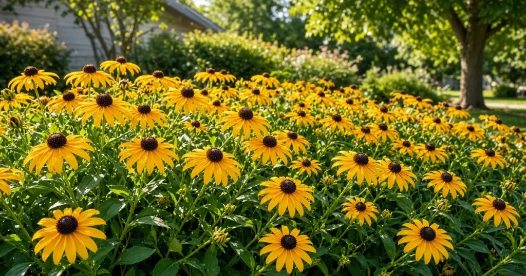 Black eyed Susans in a sunny bed