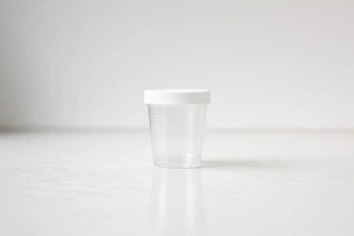 Blank sample cup on a counter
