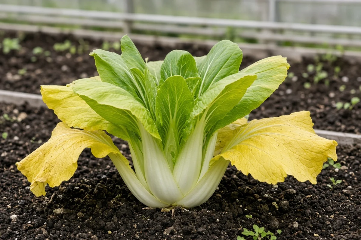 Bok choy with yellow outer leaves