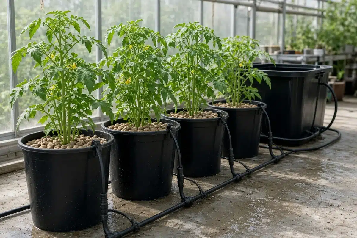 Bucket system connected to a larger shared reservoir