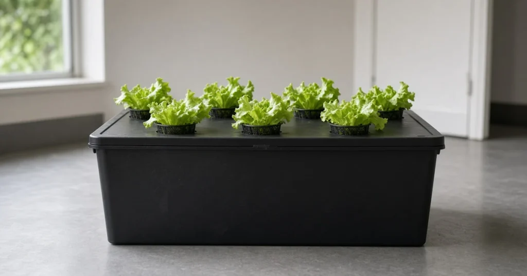Covered hydroponic reservoir with a tight lid