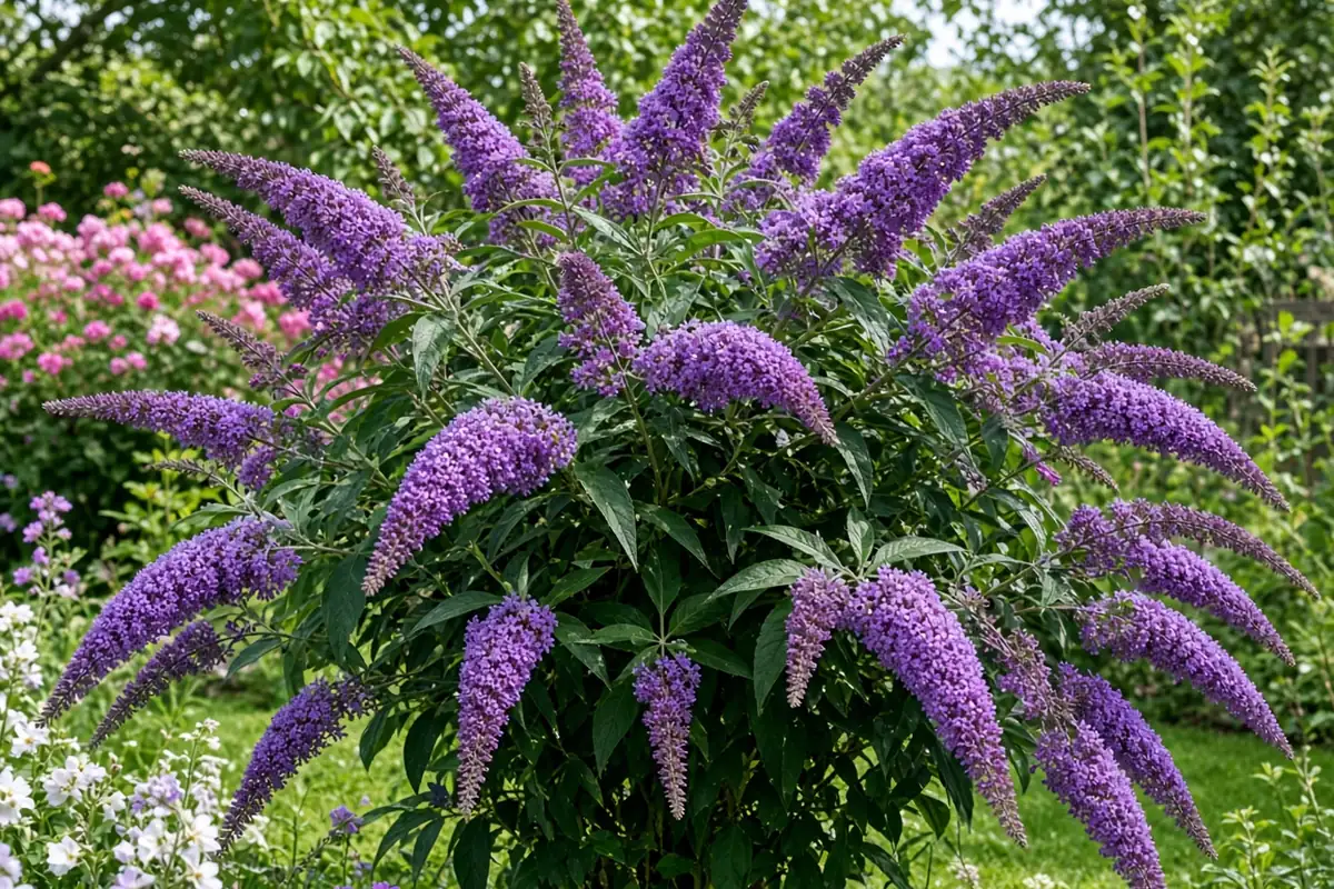 Butterfly bush with summer flower spikes