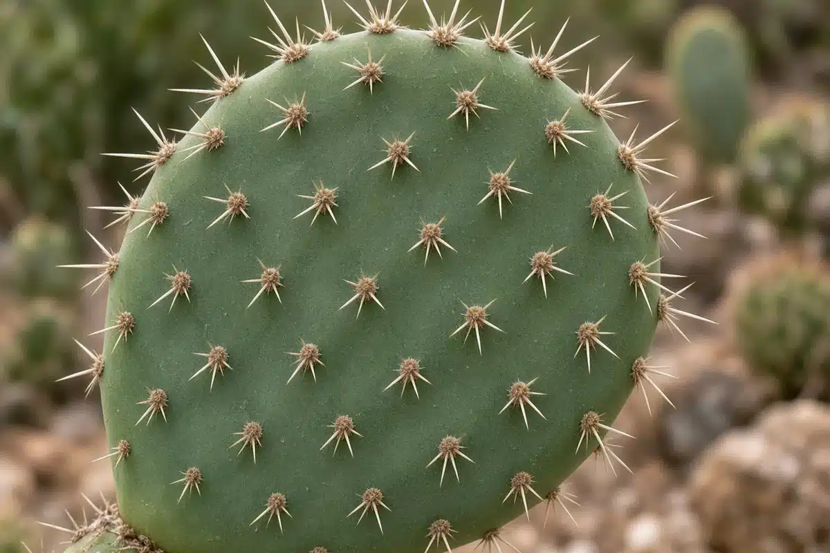 Cactus pad covered in clusters of spines