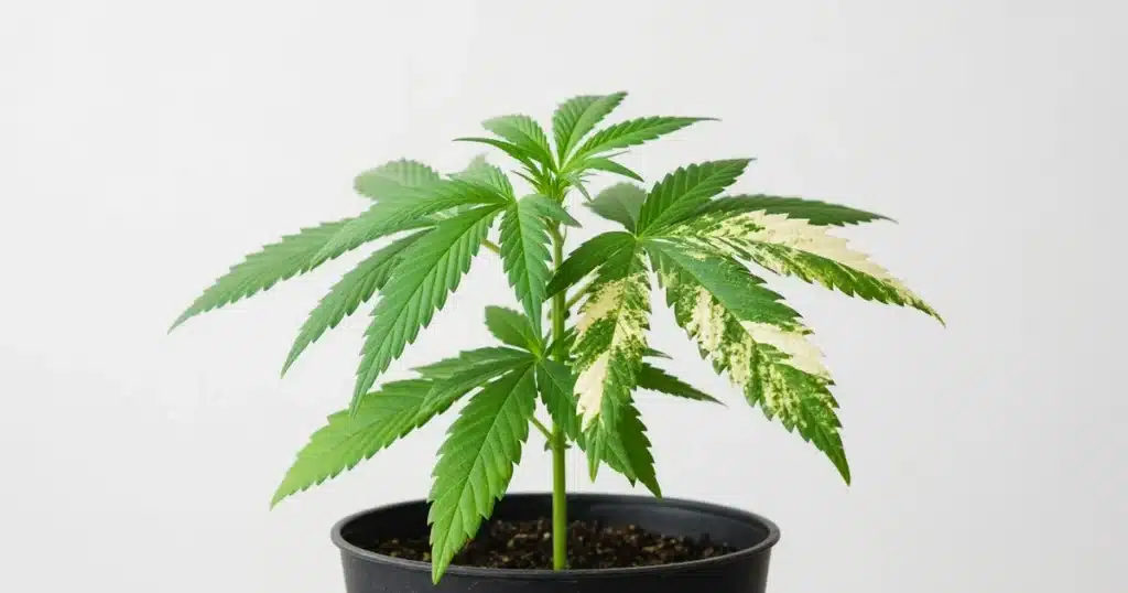 Cannabis plant with a variegated leaf mutation
