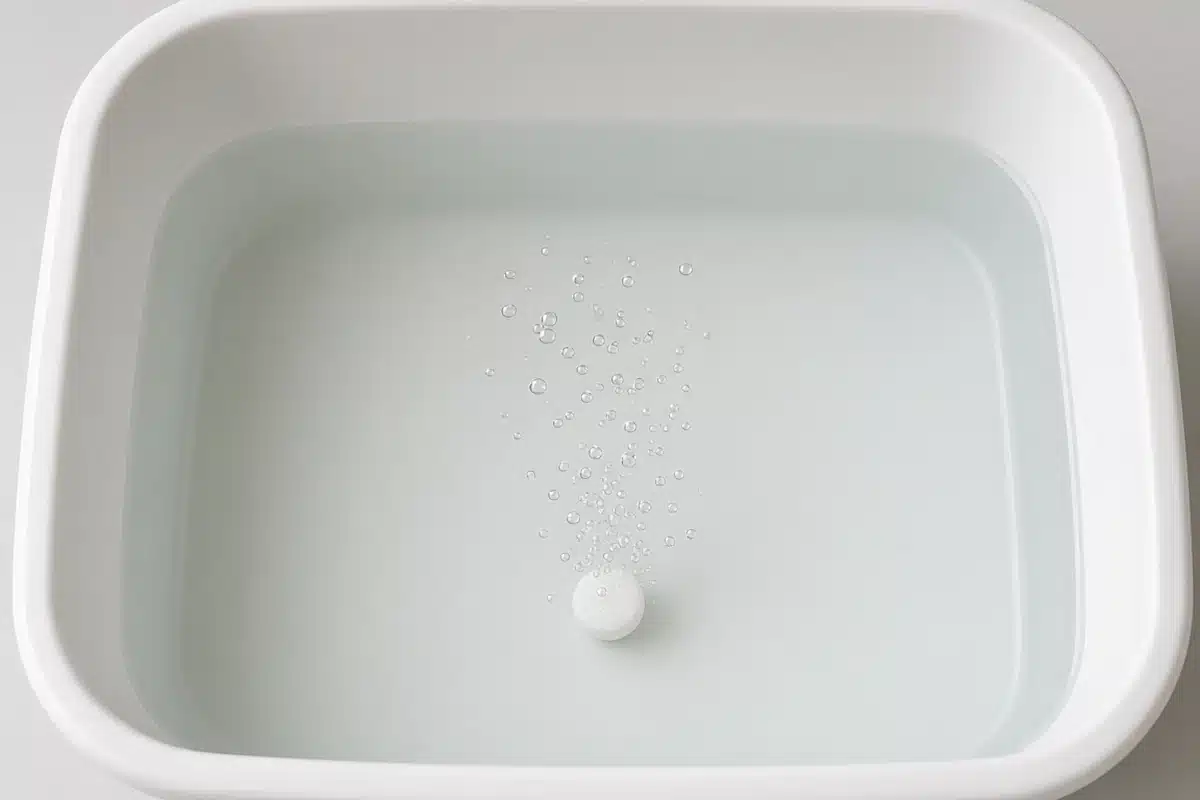Clean hydroponic tank with clear nutrient solution