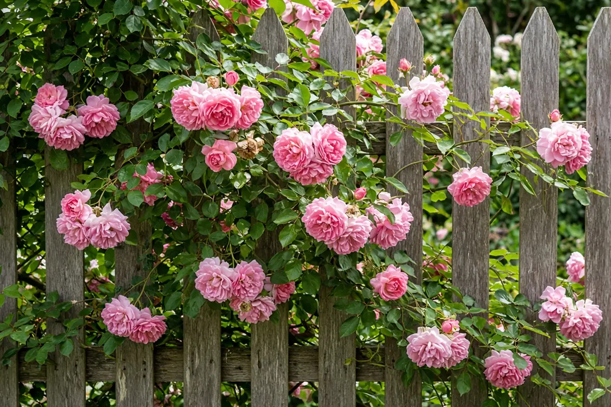Climbing rose on a fence