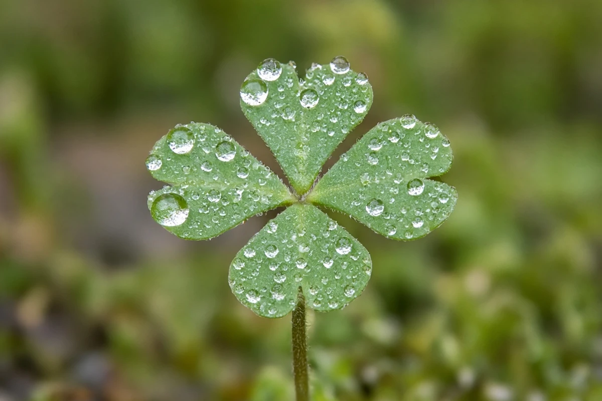 Close view of a clover like aquatic fern leaf