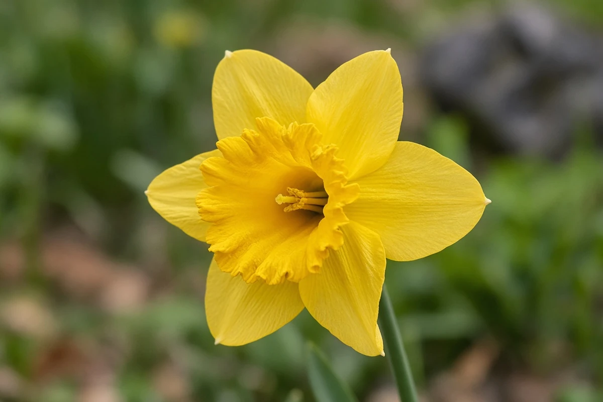 Close view of a daffodil trumpet