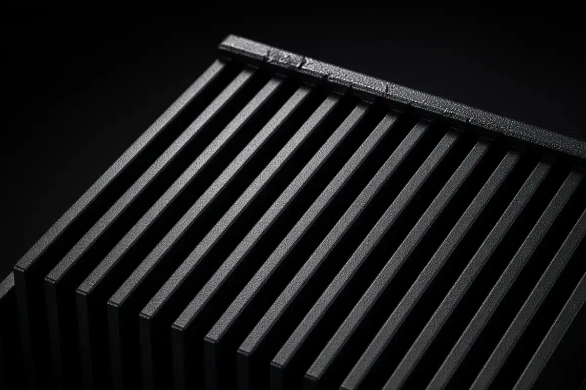 Close view of a grow light heat sink