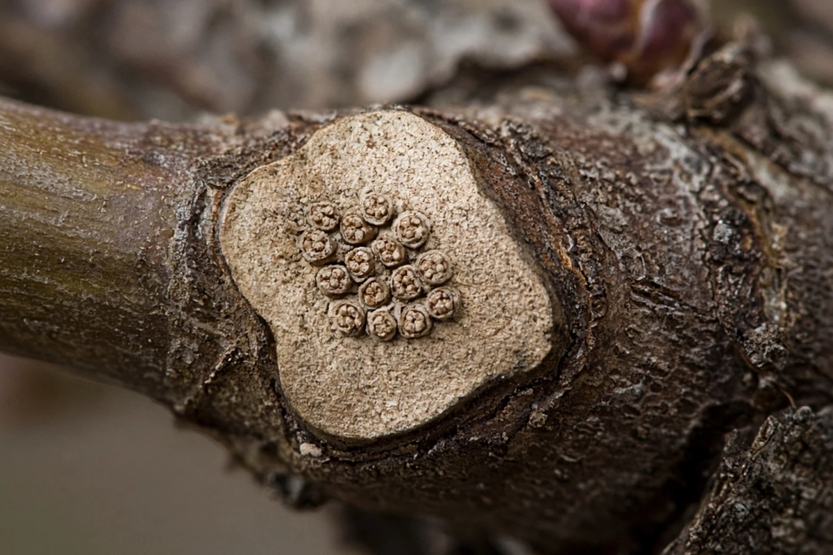 Close view of a leaf scar with bundle scar dots