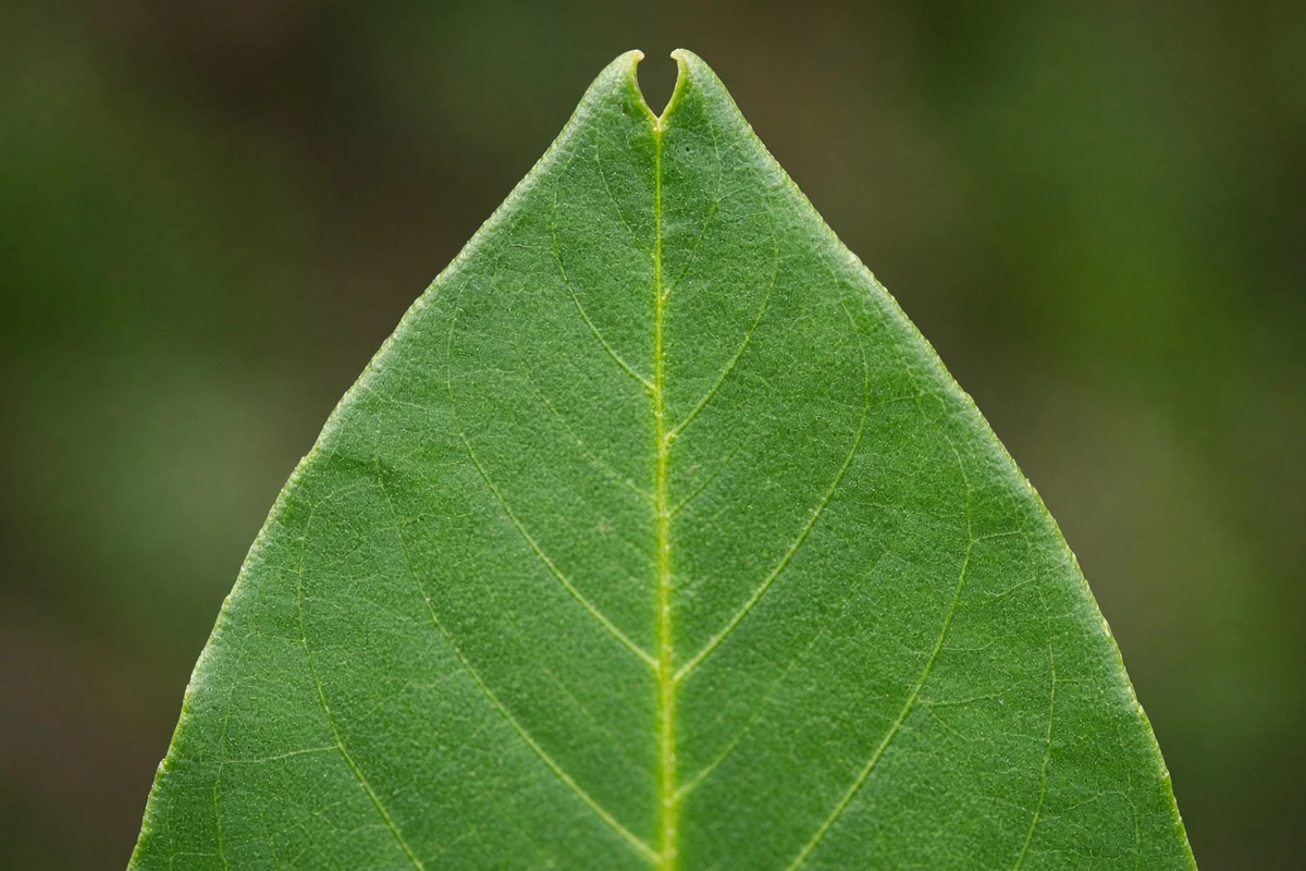 Close view of a notched leaf apex