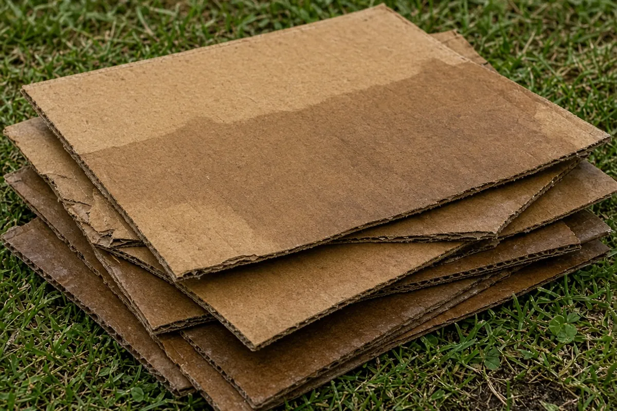 Close view of overlapping wet cardboard layers