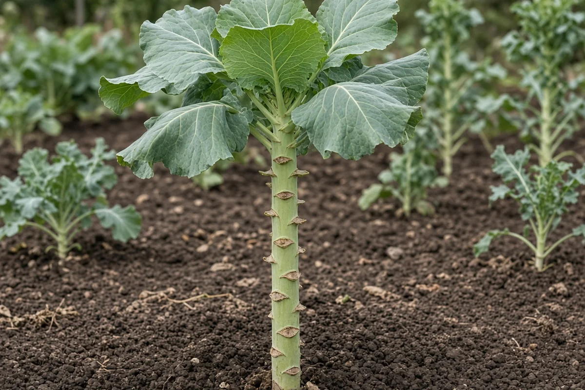Collard stem after lower leaves were picked