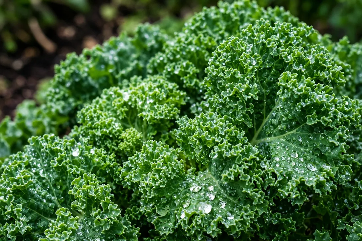 Curly kale leaves close up