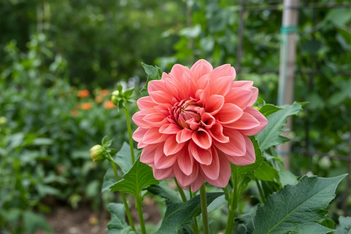 Dahlia in bloom in a garden