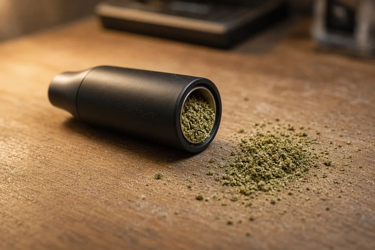 Dry herb vaporizer with ground cannabis