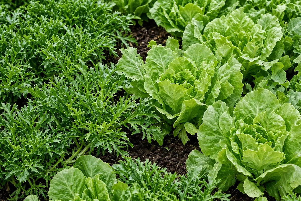 Endive and escarole growing in a bed