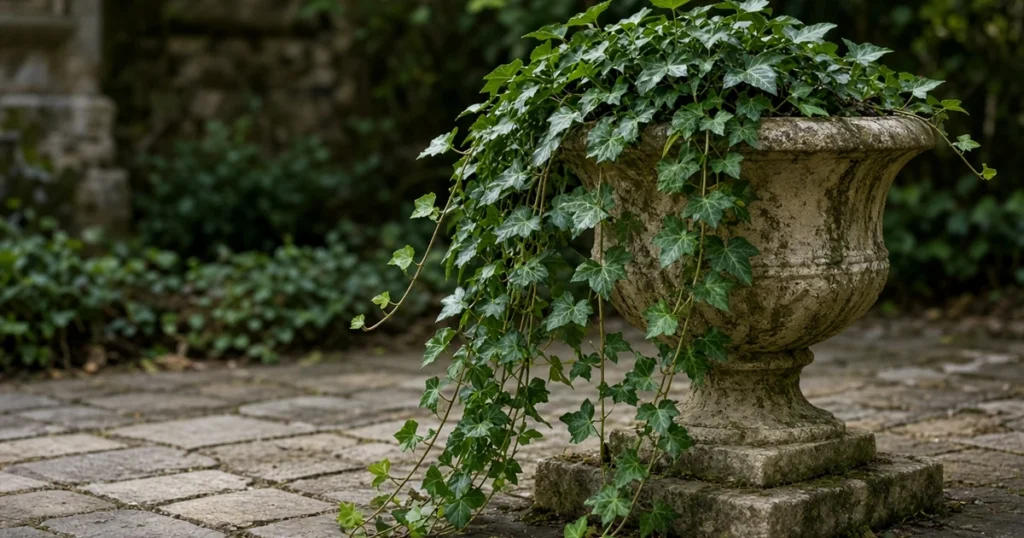 English ivy trailing from a pot