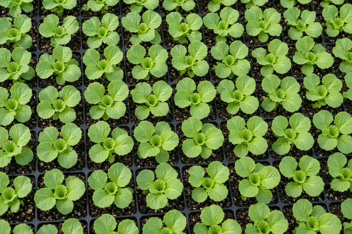 Even light across a tray of young plants