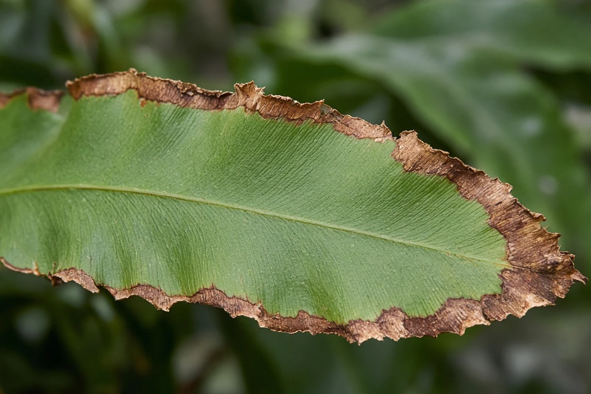 Fern frond with brown edges