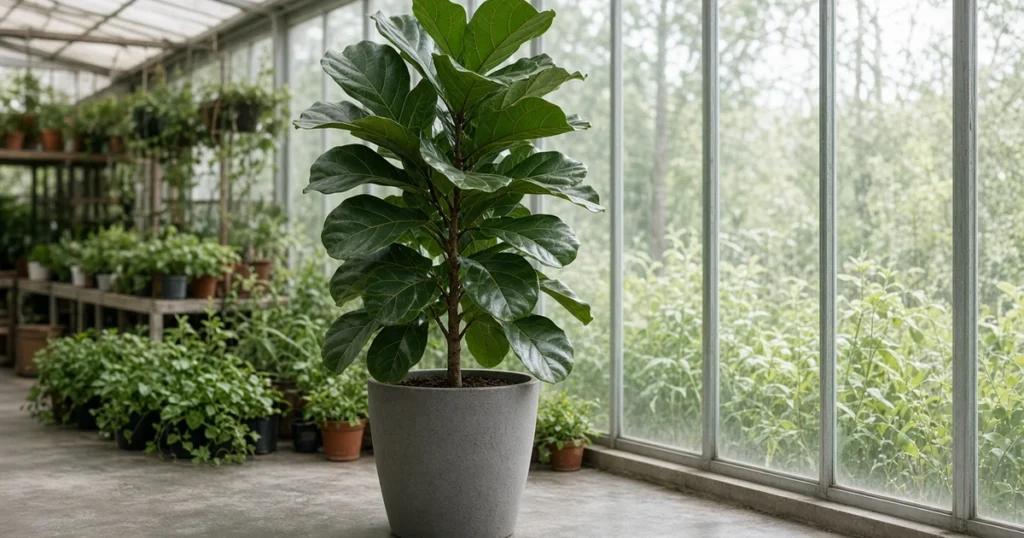 Fiddle leaf fig near a bright window