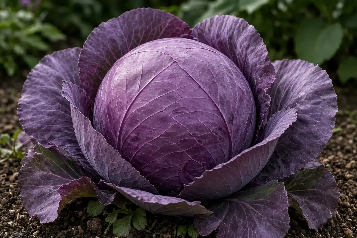 Firm cabbage head ready for harvest
