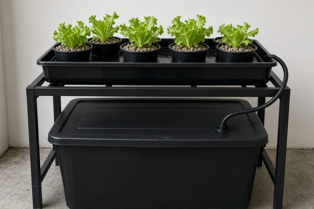 Flood tray above a reservoir with return tubing