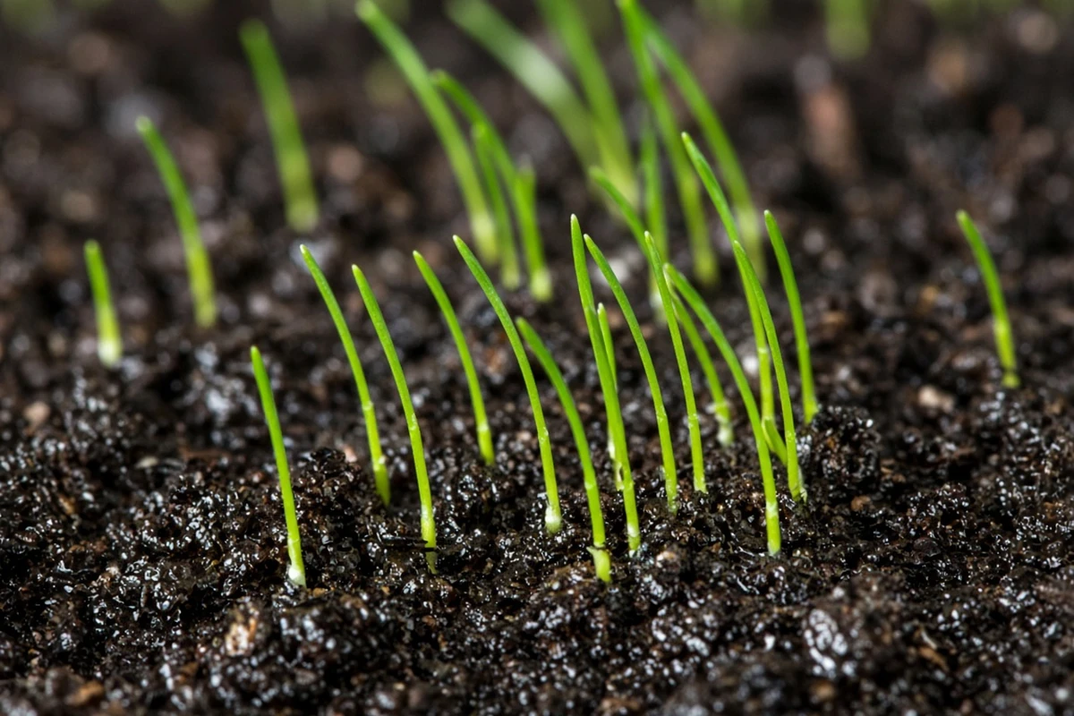 Fresh grass seedlings close up