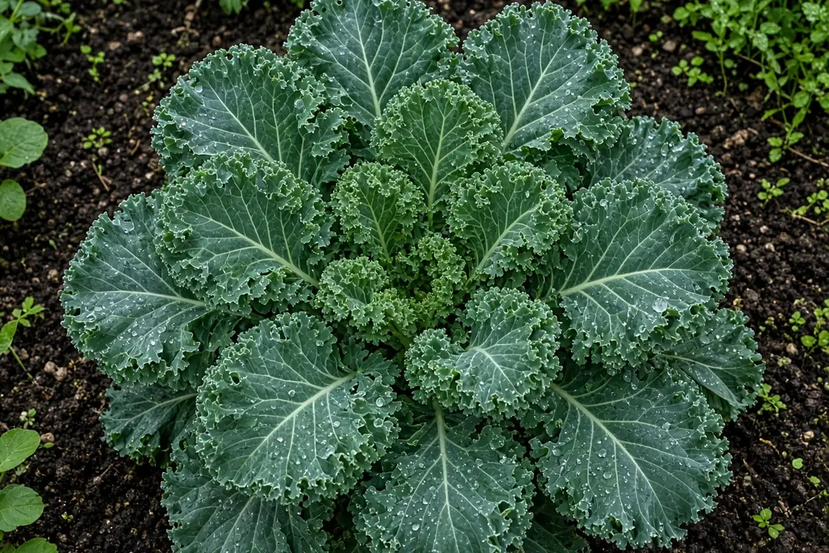 Fresh kale leaves ready to harvest