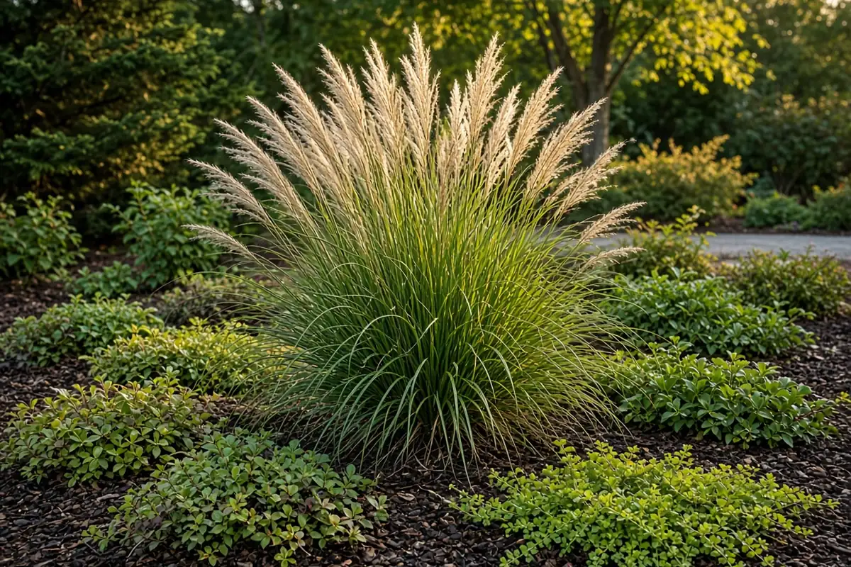 Garden bed with one bold plant as a focal point