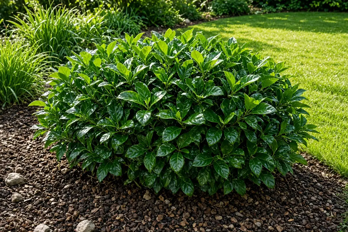 Gardenia shrub in a garden bed