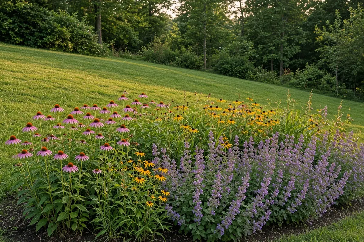 Gentle slope into a planted bed