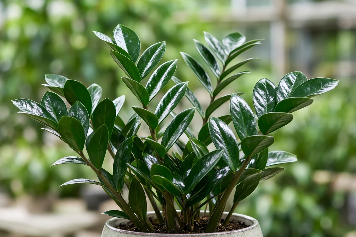 Glossy ZZ plant stems