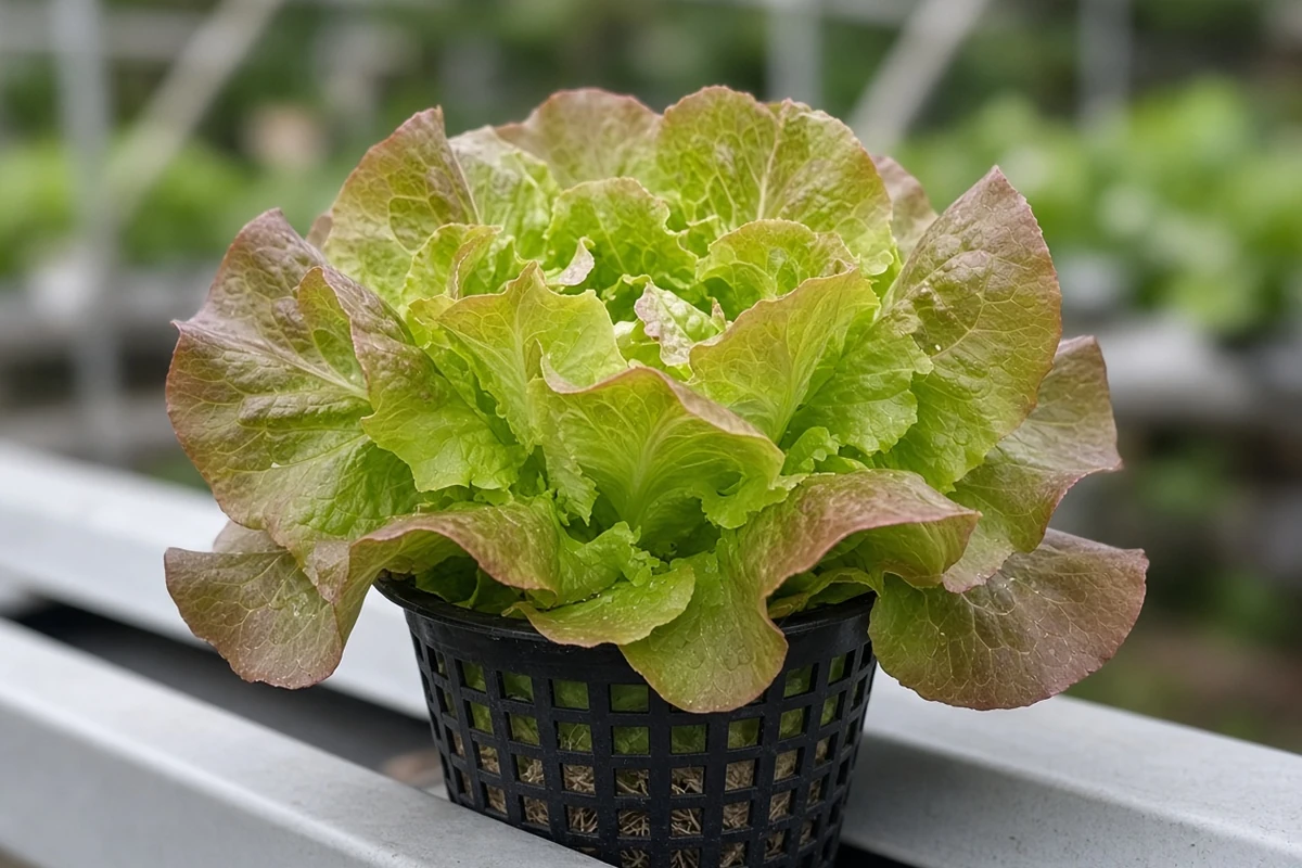 Green lettuce with red tinted edges
