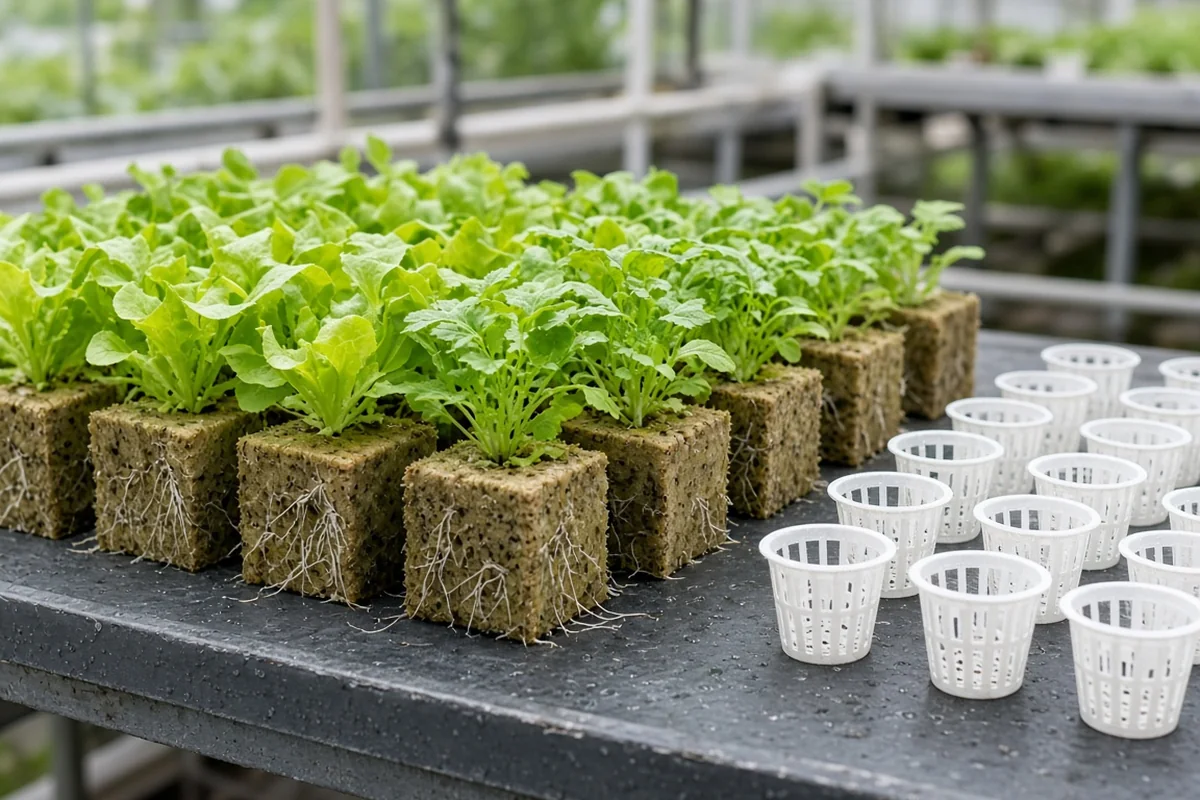 Green seedlings ready to transplant