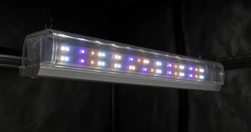 Clear protective cover on an LED grow light