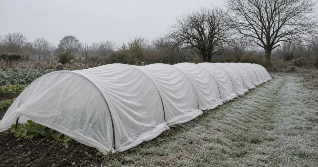 Winter garden bed under row cover