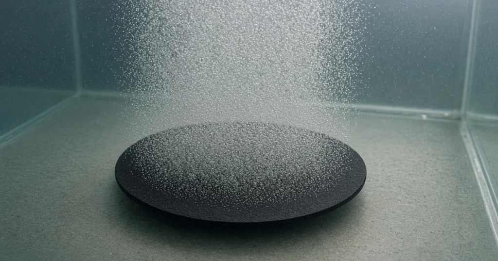 Round diffuser plate with fine bubbles in clear water